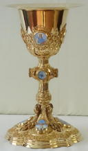 Solid silver gilt antique French Gothic Chalice.